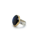 Large Round Rosecut Labradorite Ring