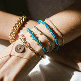 Turquoise Rondelle Bead Bracelet with 2 Diamonds