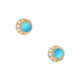 Petite Moon Phase Turquoise Post Earrings