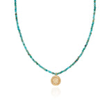 Delicate Beaded Circle Pendant Necklace - Gold (DISC)