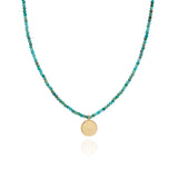 Delicate Beaded Circle Pendant Necklace - Gold (DISC)