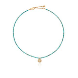 Delicate Beaded Circle Pendant Necklace - Gold (DISC)