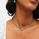 Delicate Beaded Circle Pendant Necklace - Gold (DISC)