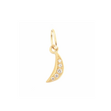 Tiny Crescent Moon Charm with Diamonds