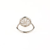 White Topaz 12mm Diamond Bezel Round Ring
