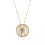 White Topaz Diamond Bezel Round Necklace