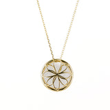 White Topaz Diamond Bezel Round Necklace