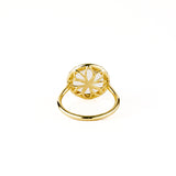 White Topaz 12mm Diamond Bezel Round Ring