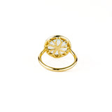 Blue Topaz 12mm Diamond Bezel Round Ring