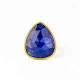Large Faceted Teardrop Tanzanite Ring