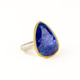 Large Faceted Teardrop Tanzanite Ring