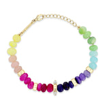 14k Diamond Rainbow Opal Beaded Bracelet