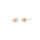 Baguette Diamond Open Link Stud Earrings
