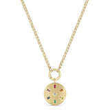 14k Rainbow Baguette and Diamond Brushed Gold Domed Box Chain Necklace {Trunk Show}