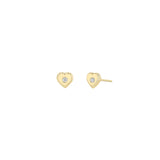 Diamond Nugget Heart Stud Earrings
