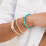 Turquoise Rondelle Bead Bracelet with 2 Diamonds