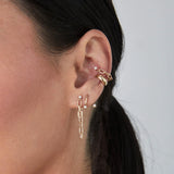 14K Diamond Curved Drop Jacket Earring