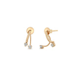 14K Diamond Curved Drop Jacket Earring
