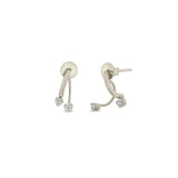 14K Diamond Curved Drop Jacket Earring