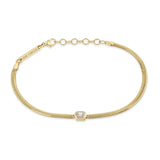 14k Emerald Cut Diamond Snake Chain Bracelet