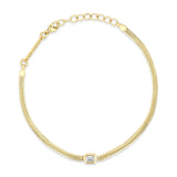 14k Emerald Cut Diamond Snake Chain Bracelet