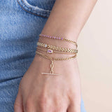 14k Pink Sapphire Tennis Bracelet with Small Curb Chain {Trunk Show}