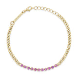 14k Pink Sapphire Tennis Bracelet with Small Curb Chain {Trunk Show}