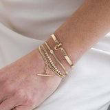 14k Emerald Cut Diamond Snake Chain Bracelet