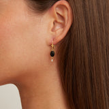 Stone and Pearl Drop Earrings