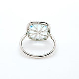 Blue Topaz and Diamond 12mm Cushion Cut Ring