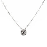 18K Diamond Mini Circle Necklace with Pave Halo