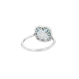 Blue Topaz 8mm Diamond Bezel Cushion Ring