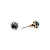 Black Night Quartz Round Faceted Studs