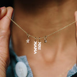 Single Small White Diamond Charm Pendant | April Birthstone