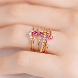 Prong Diamond & Ruby Open Ring