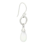 Teardrop Moonstone Open Circle Earrings