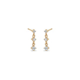 3 Linked Graduated Prong Diamond Drop Earrings