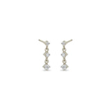 3 Linked Graduated Prong Diamond Drop Earrings