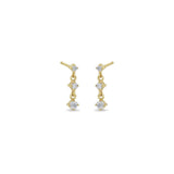 3 Linked Graduated Prong Diamond Drop Earrings