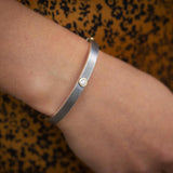 Junia 6mm Single Diamond Bangle - Sterling Silver