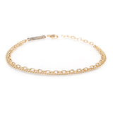 Extra Small Curb and Small Square Oval Link Double Chain Bracelet