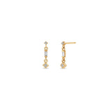 3 Linked Mixed Diamond Short Drop Earrings