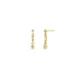 3 Linked Mixed Diamond Short Drop Earrings