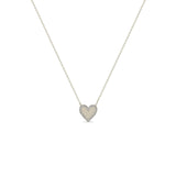 Heart with Pave Diamond Border Necklace