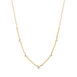 6 Linked Bar & Graduated Diamond Station Necklace