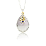 Blue Sapphire and Diamond Secret Garden Drop Necklace