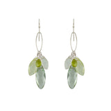 Green Amethyst, Prenite, Moonstone, Peridot Cluster Earrings