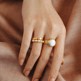 Coin Pearl Scalloped Cocktail Ring