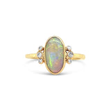 Australian Opal Pill with Diamonds Ring
