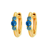 Small Blue Sapphire Prong Hoop Earrings